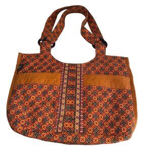 Napada Womens Quilted Shoulder Bag Purse Orange Black Geometric